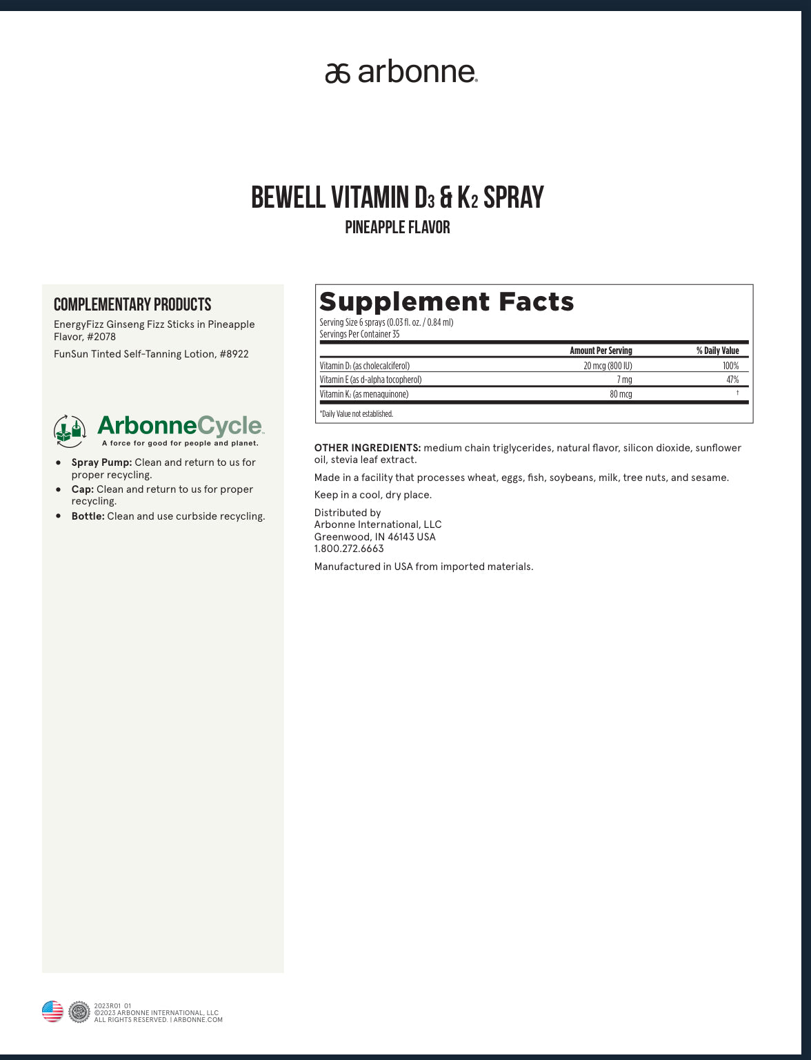 BeWell Vitamin D3 & K2 Spray